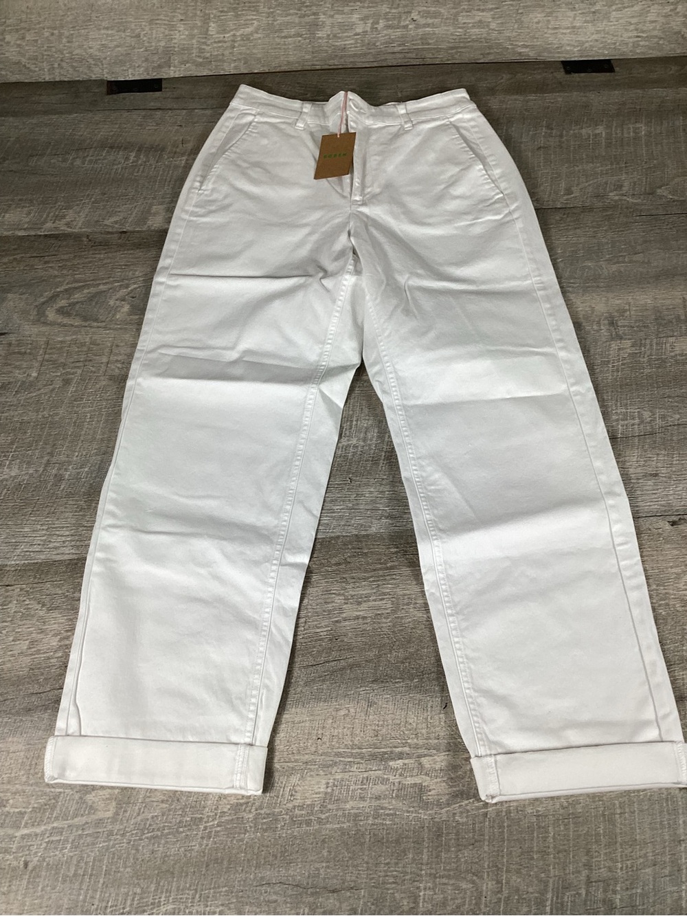 Boden White Cropped Chino Pants Women’s US 4L Stretch Straight Leg NWT
